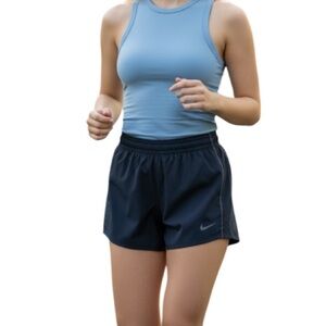 Nike Dri-Fit Running Athletic Shorts Black Grey Elastic Drawstring Waistband S